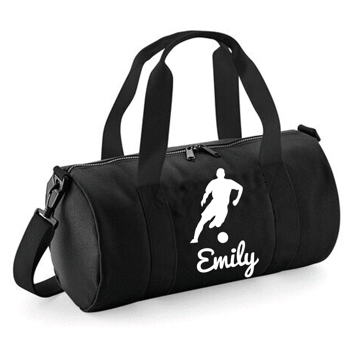 Personalised Male Footballer Barrel Bag | Kids Sports Holdall with Name