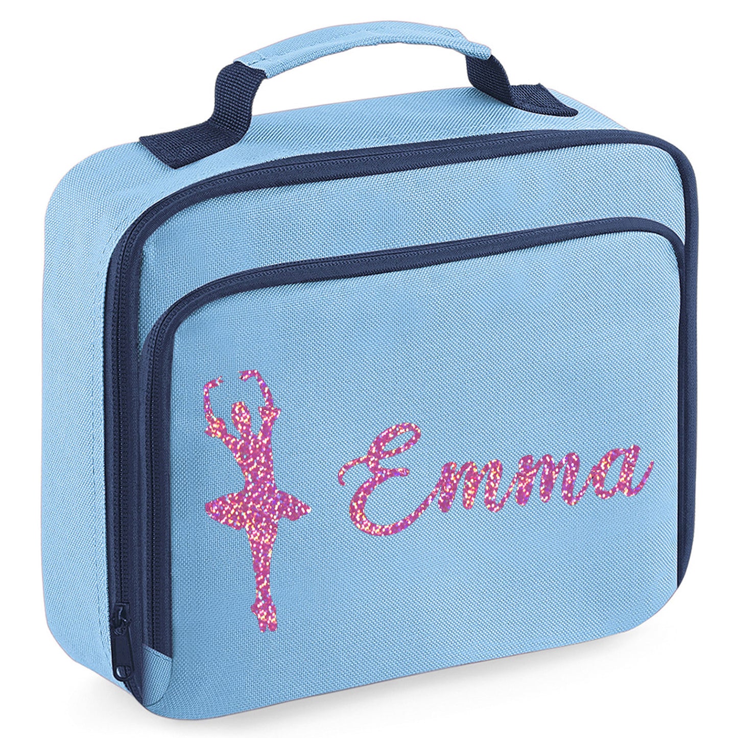 Personalised Lunch Bag with Ballet Design Childs School Lunch Box  - Always Looking Good - Blue Ballerina 