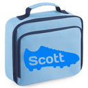 Personalised Lunch Bag with Football Design Childs School Lunch Box  - Always Looking Good - Blue Football Boot 