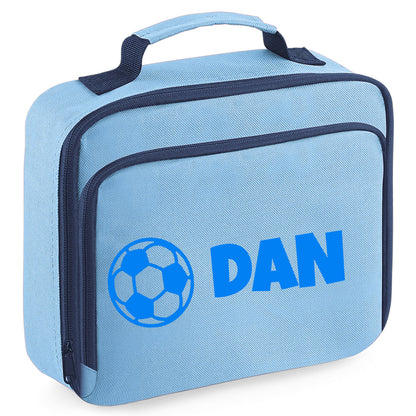 Kids Personalised Lunch Bag With Name in Football Design  - Always Looking Good -   - Blue Football 