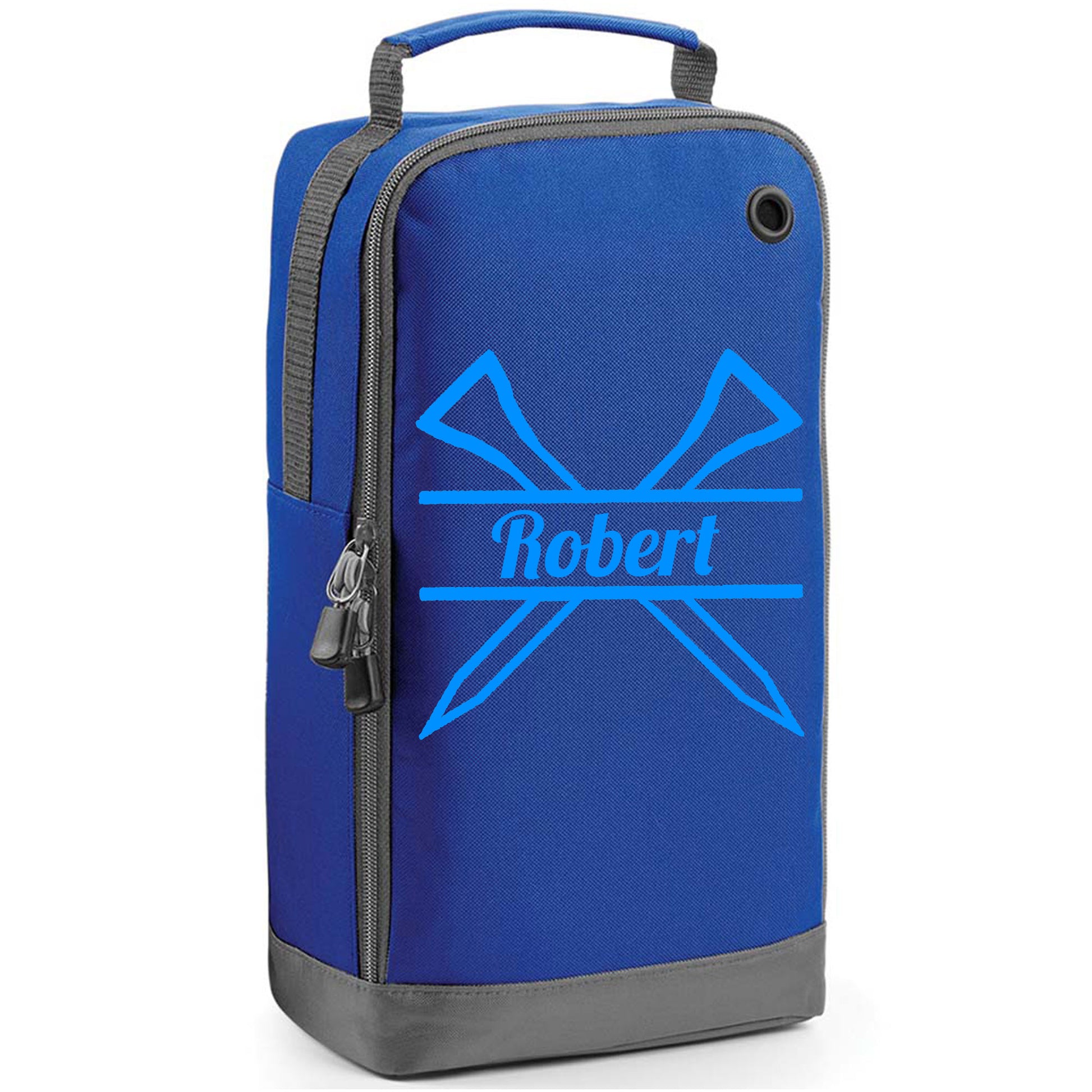 Personalised Golf Shoe Bag with Crossed Tees & Name or Initials  - Always Looking Good - Royal Blue  