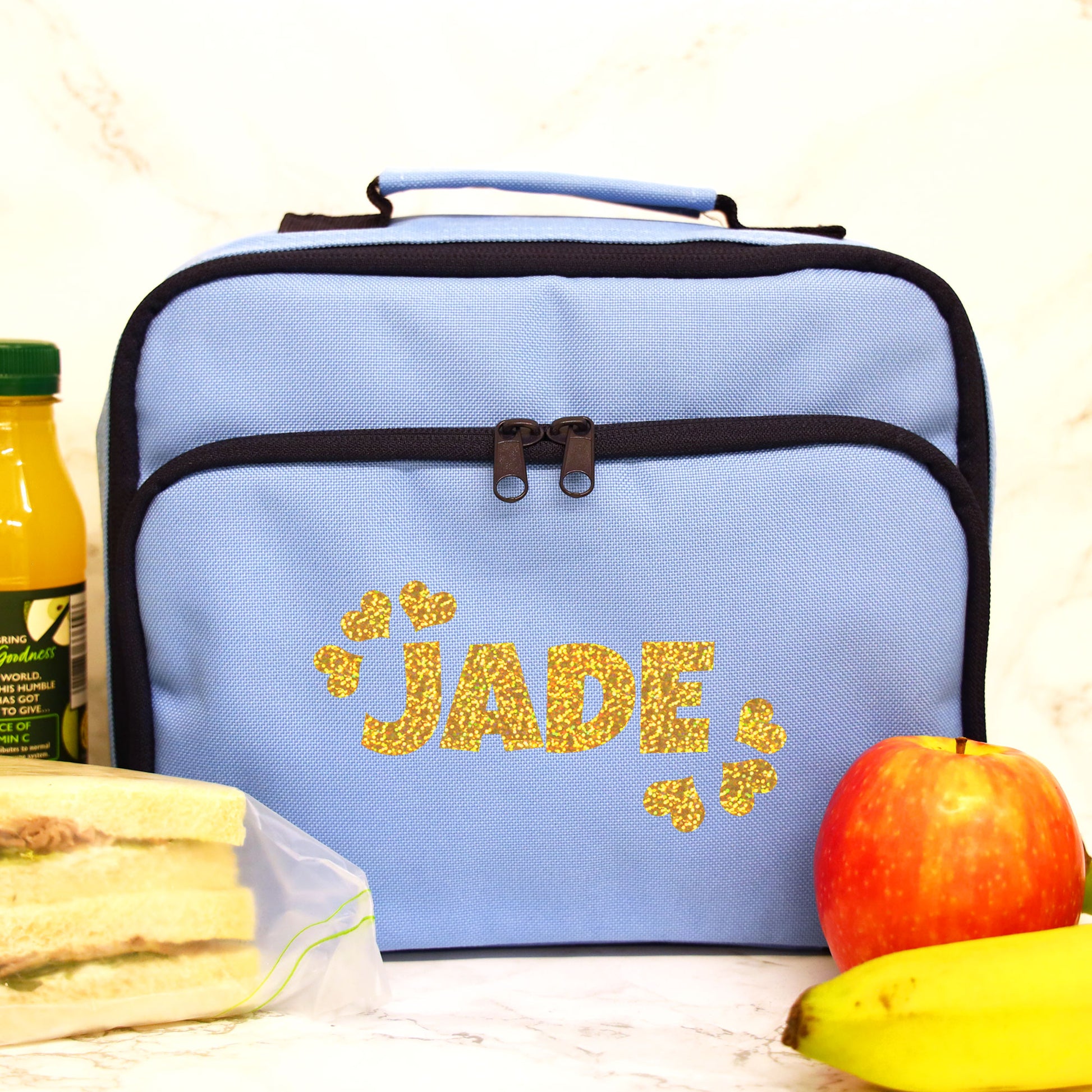 Personalised Lunch Bag with Name & Hearts Childs School Lunch Box  - Always Looking Good -   