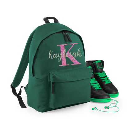 Personalised Name & Initial Backpack, Kids Rucksack with Name & Design
