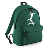 Personalised Female Footballer Backpack | Kids School Bag with Name