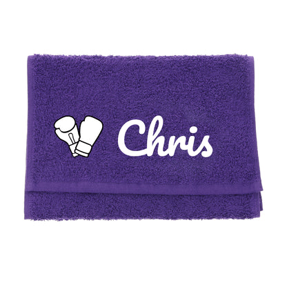 Personalised Embroidered Gym Towel with Boxing Design