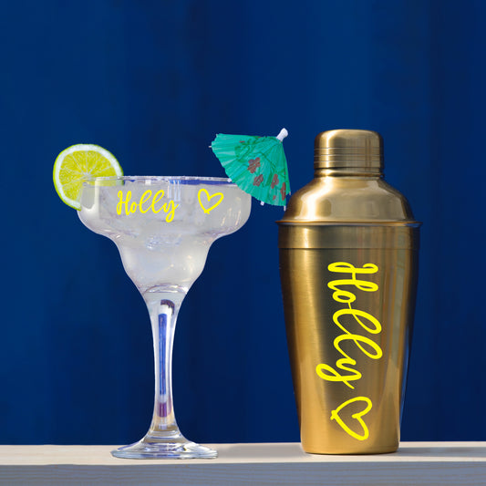 Personalised Gold Cocktail Shaker Set with Margarita Glass Gift Set  - Always Looking Good -   