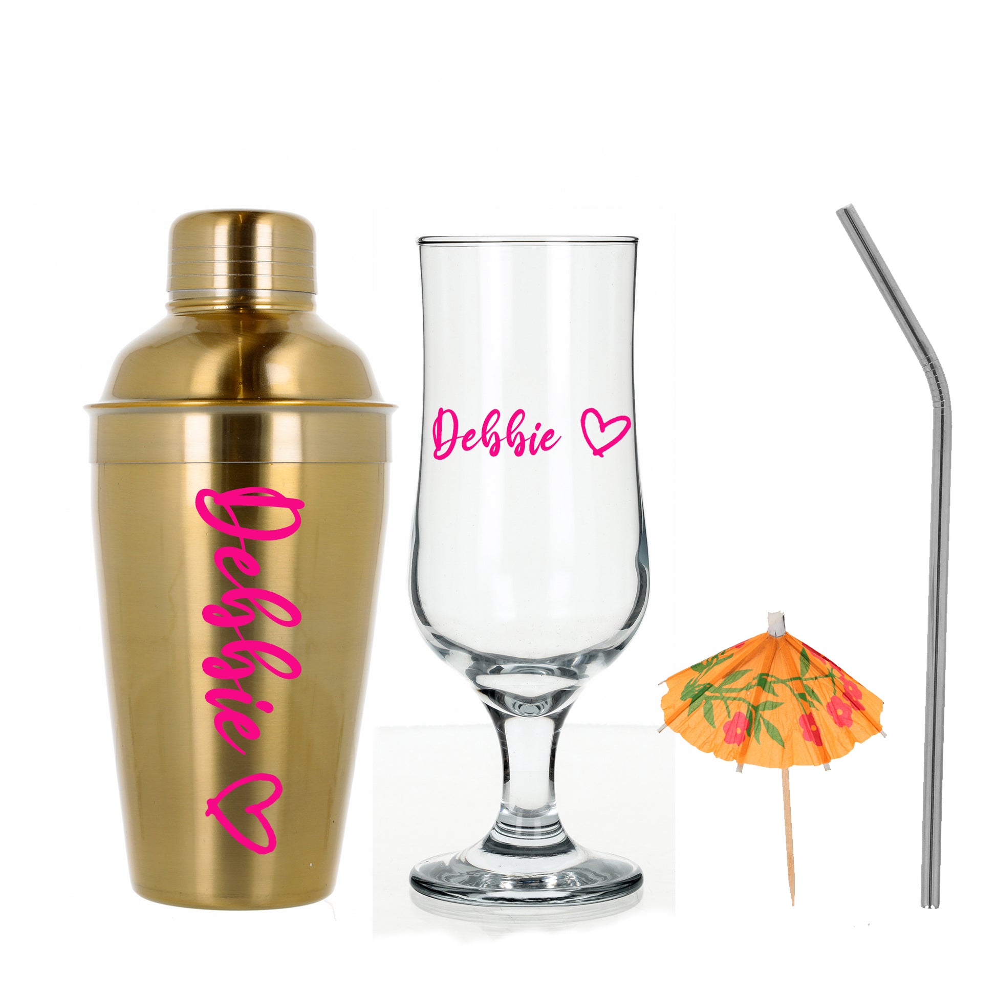 Personalised Gold Cocktail Shaker & Pina Colada Glass Gift Set  - Always Looking Good - Full Set  