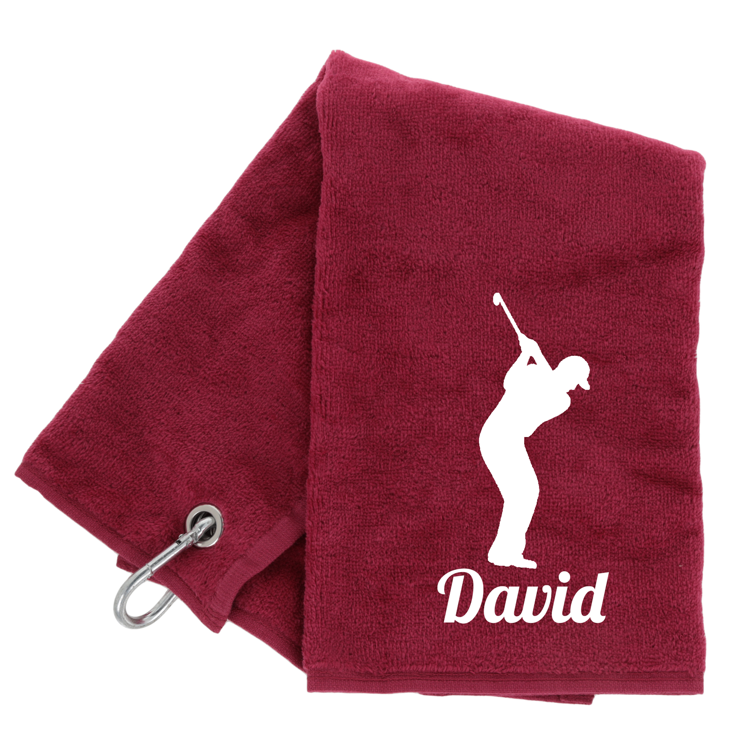 Personalised GOLF Towel - Embroidered Trifold Towel with Carabiner Clip