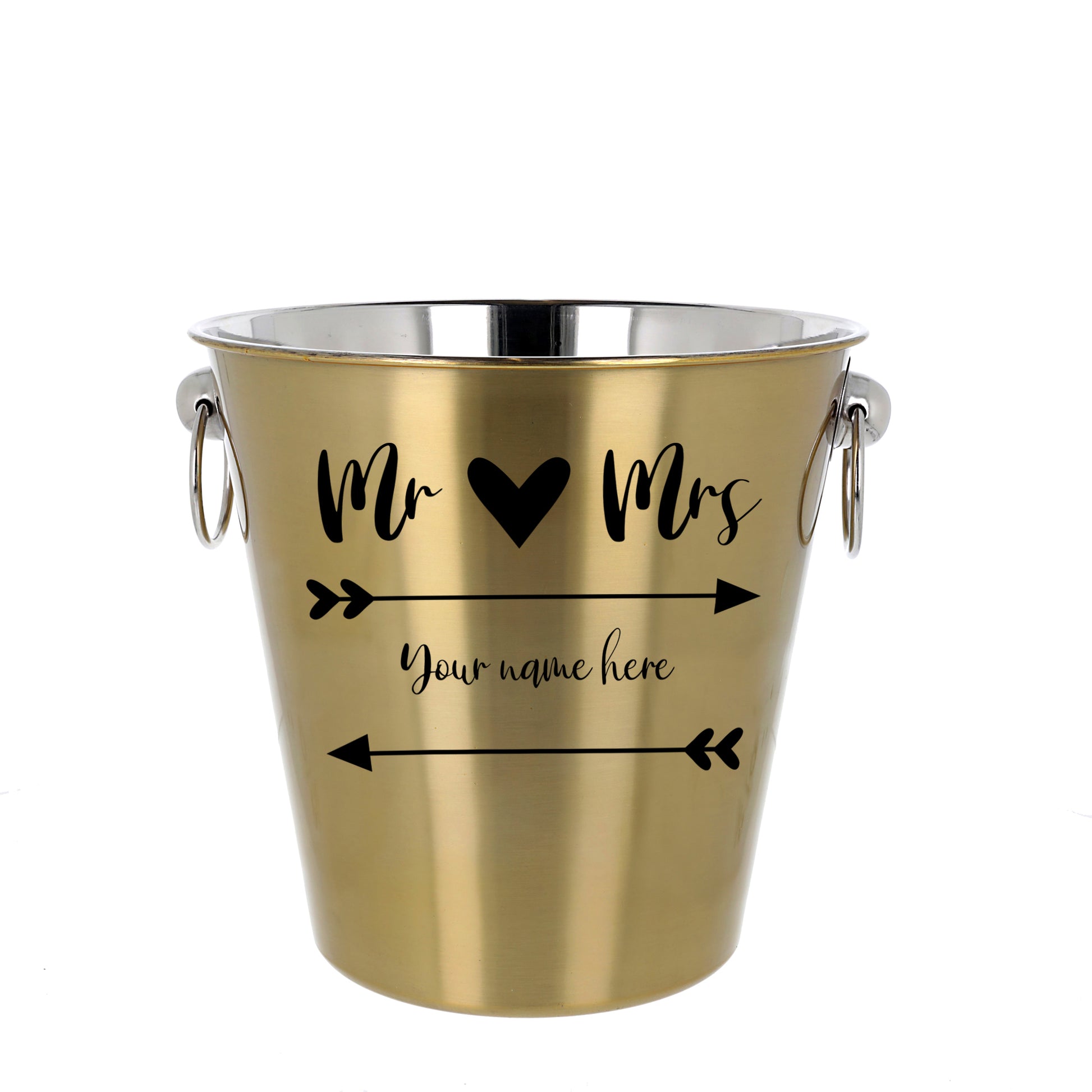 Personalised Wedding Gold Ice Bucket With matching Champagne Glasses  - Always Looking Good -   