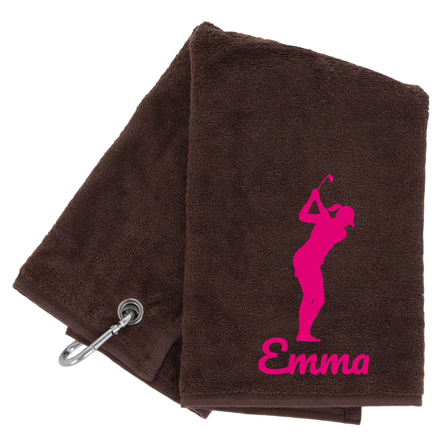Personalised GOLF Towel - Embroidered Trifold Towel with Carabiner Clip