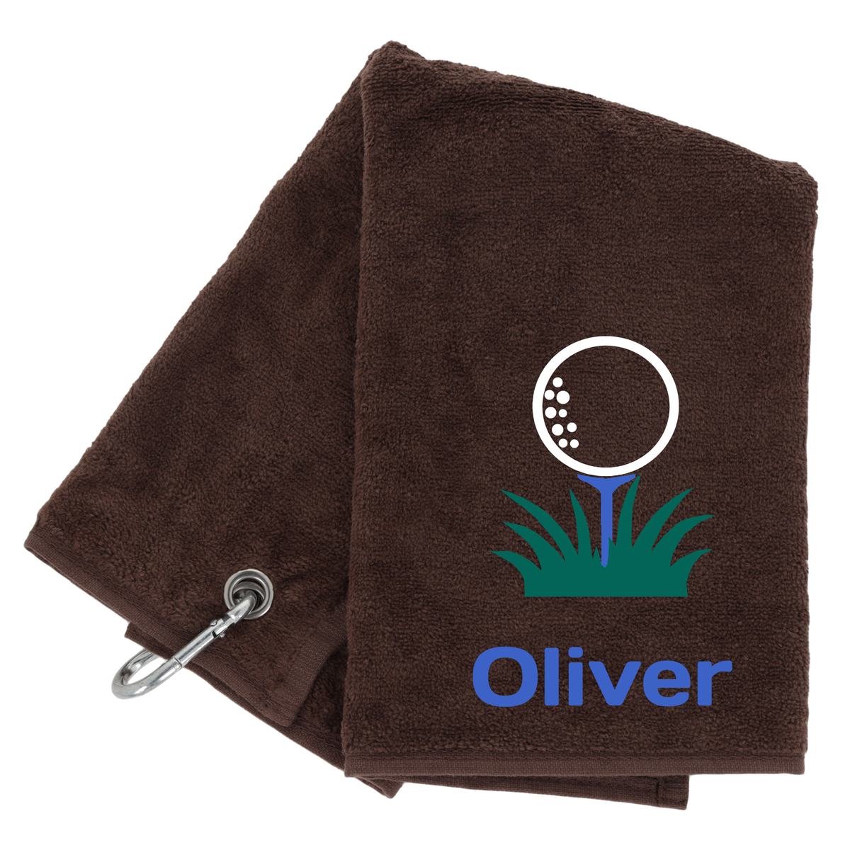 Personalised GOLF Towel - Embroidered Trifold Towel with Carabiner Clip