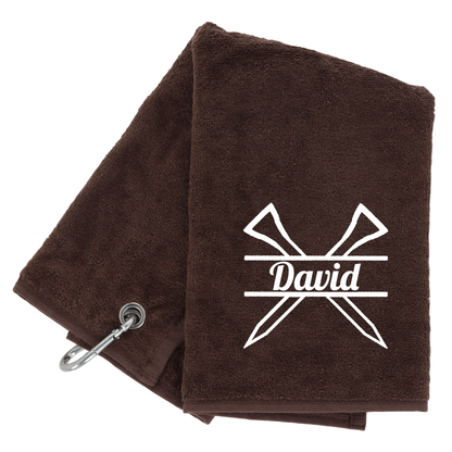 Personalised GOLF Towel - Embroidered Trifold Towel with Carabiner Clip