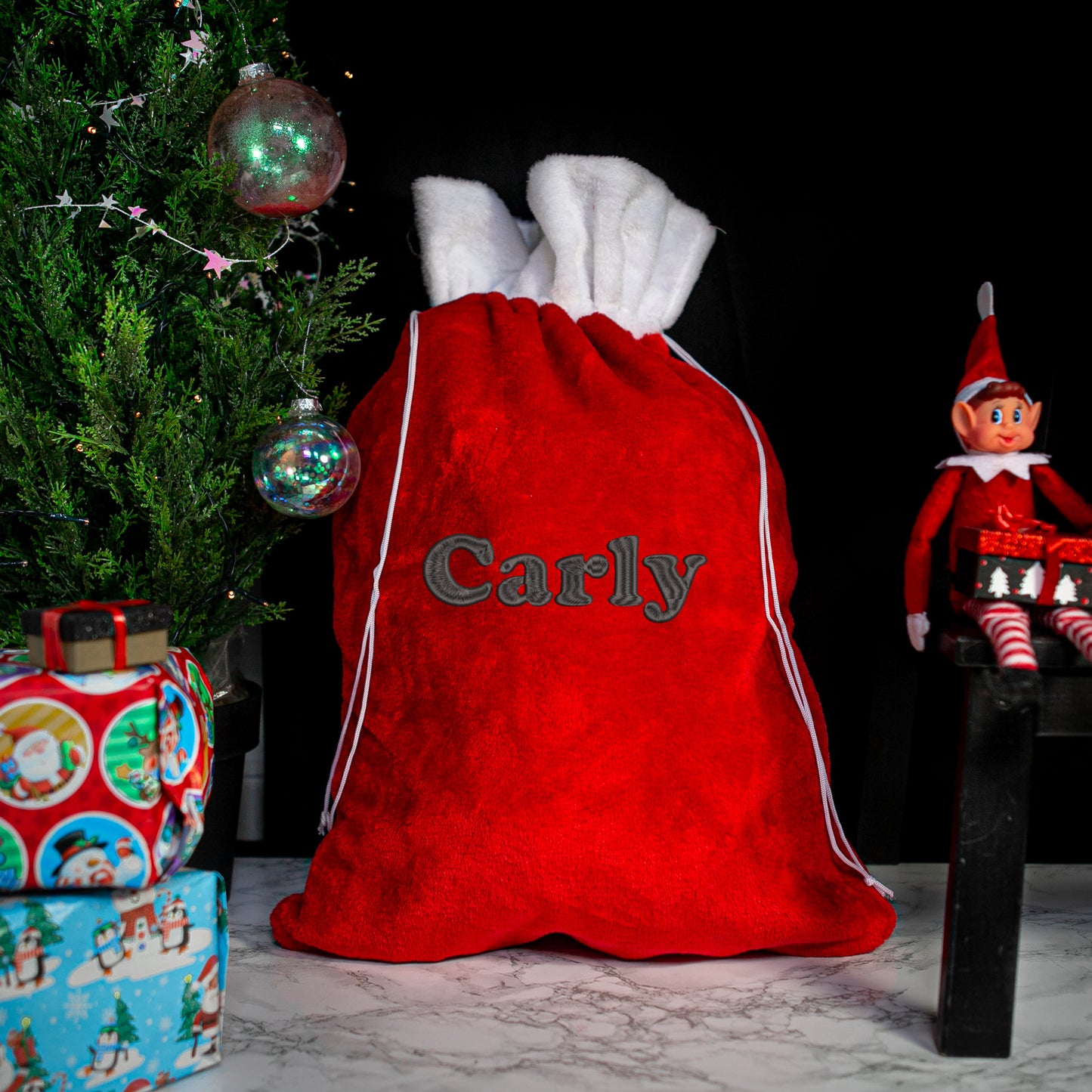 Personalised Embroidered Large Plush Santa Sack Stocking  - Always Looking Good -   