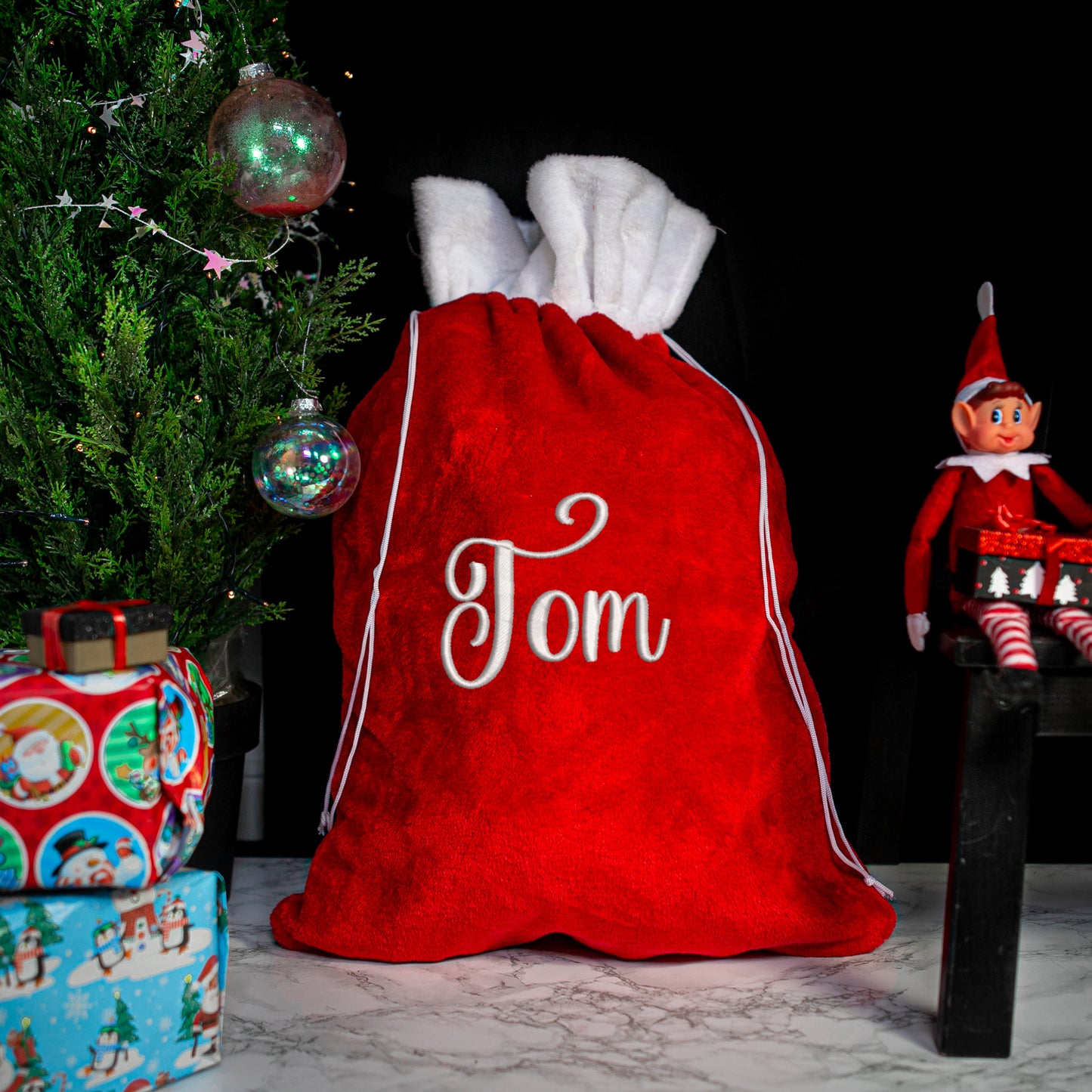 Personalised Embroidered Large Plush Santa Sack Stocking  - Always Looking Good -   