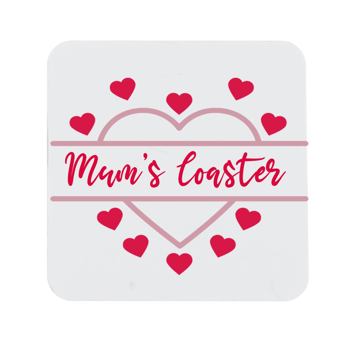 Personalised Pink Heart Design Mug and Optional Coaster