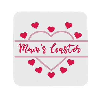Personalised Pink Heart Design Mug and Optional Coaster