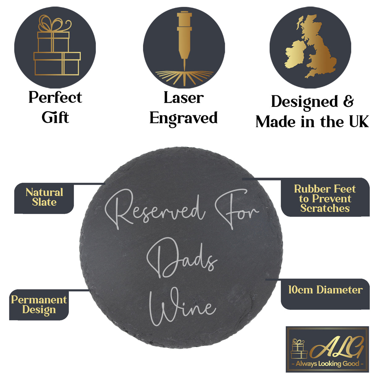 Personalised Mum/Dad/Name's Wine Engraved Glass and/or Coaster Gift Set