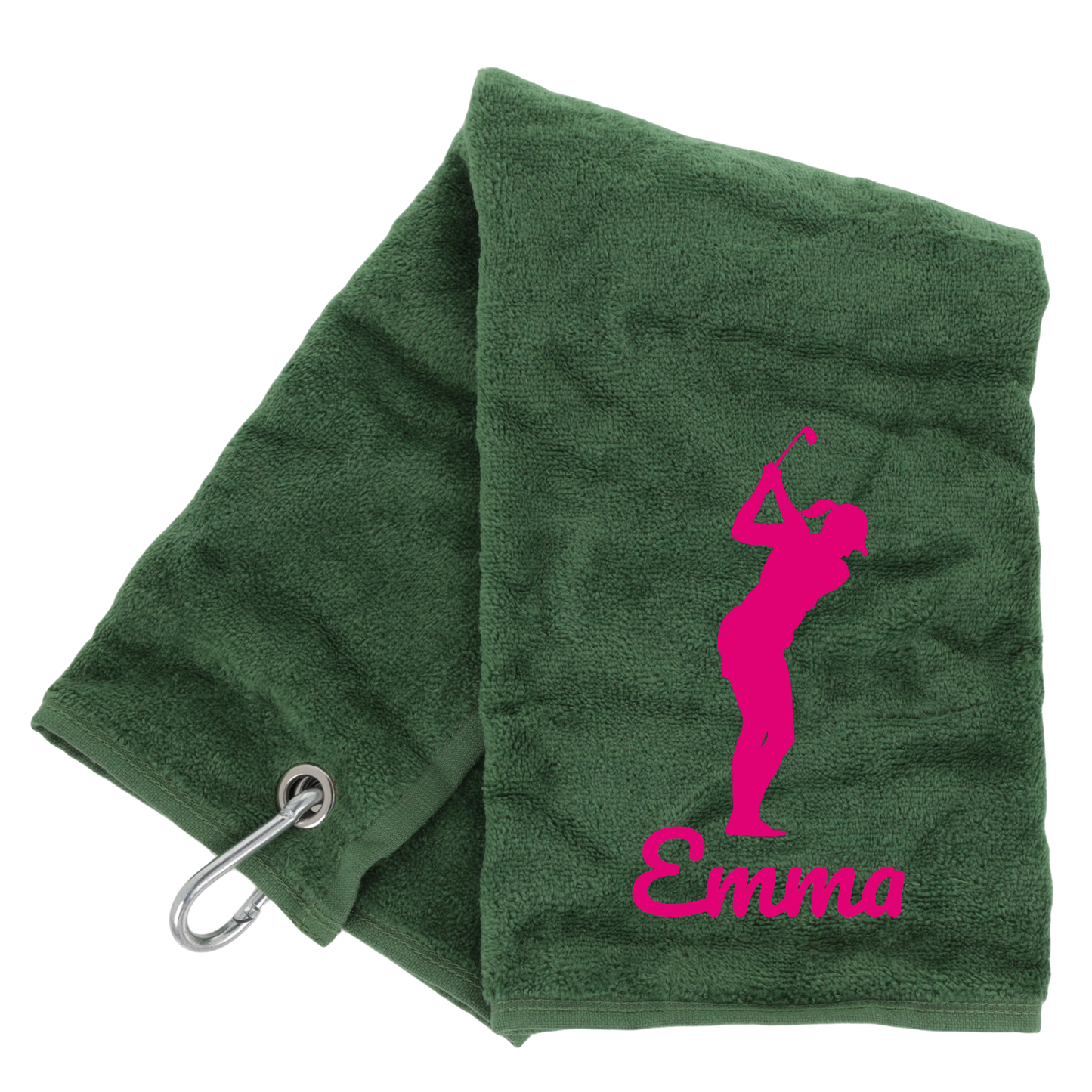 Personalised GOLF Towel - Embroidered Trifold Towel with Carabiner Clip