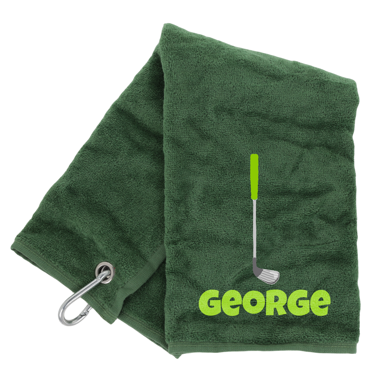 Personalised GOLF Towel - Embroidered Trifold Towel with Carabiner Clip