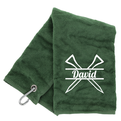 Personalised GOLF Towel - Embroidered Trifold Towel with Carabiner Clip