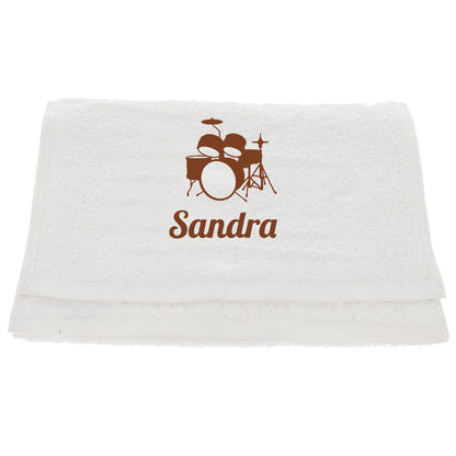Personalised Embroidered Drummer Towel  - Always Looking Good - White  
