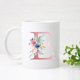 Monogrammed Floral Initial Ceramic Mug – Pink Letter Design