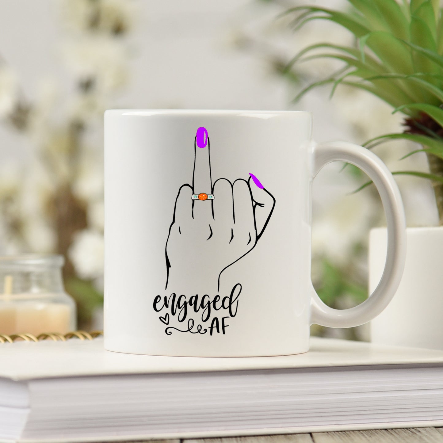 Personalised Engaged AF Does This Ring Make Me Look Engaged Mug and/or Coaster Gift