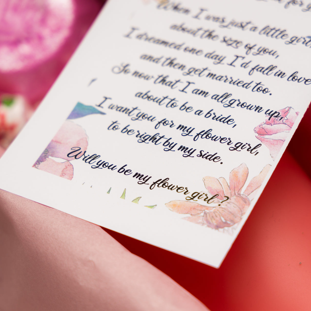 Personalised Flower Girl Proposal Gift – Pink Juice Cup Keepsake