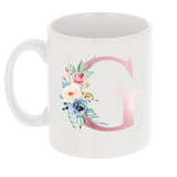 Monogrammed Floral Initial Ceramic Mug – Pink Letter Design