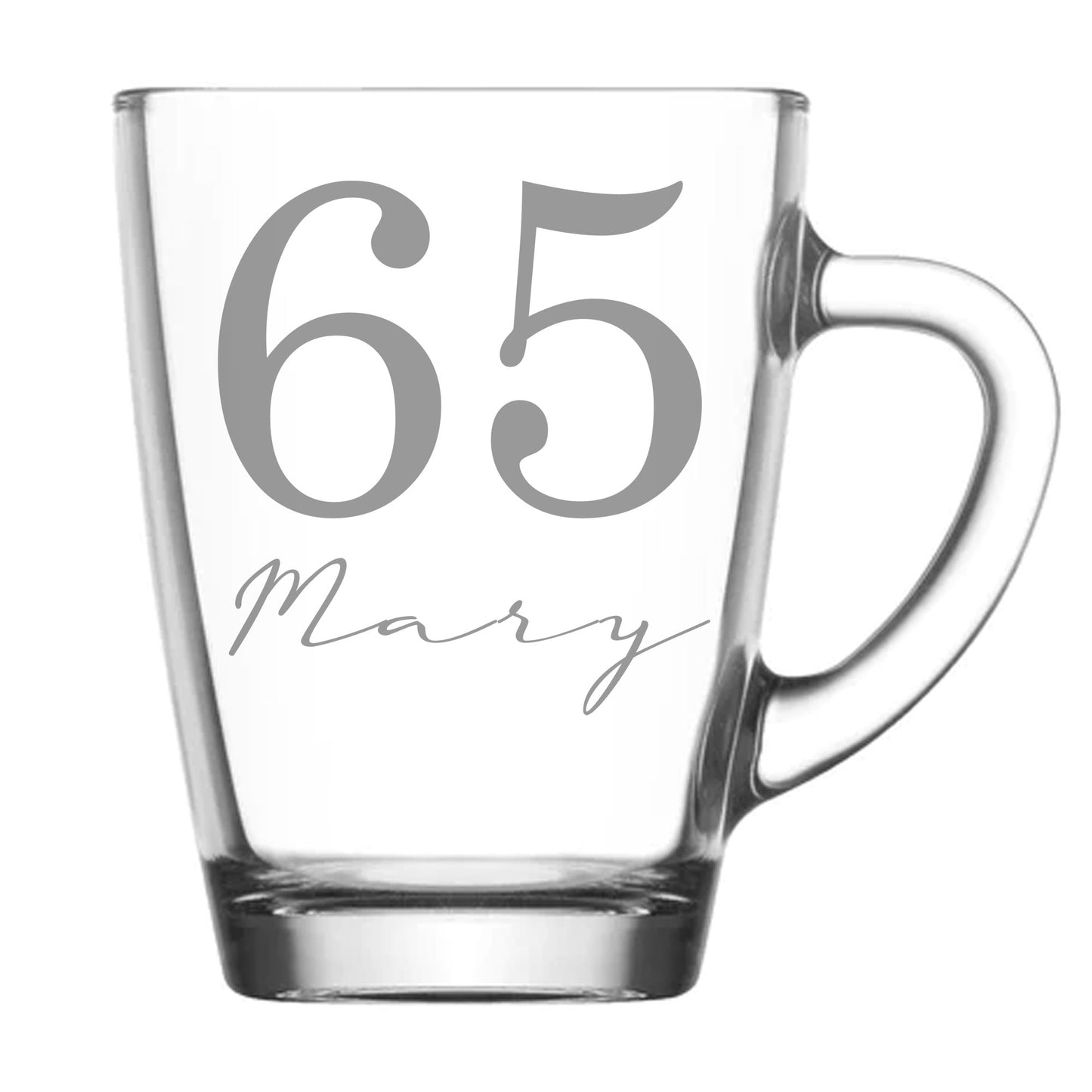 Age & Name Birthday Engraved Glass Coffee Mug & Coaster – Birthday Gift Set