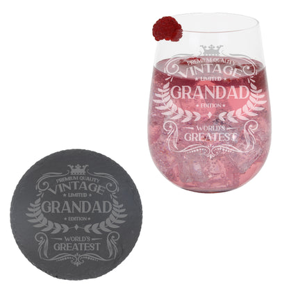 Vintage World's Greatest 'ANY RELATIVE' Engraved Stemless Gin Glass Gift