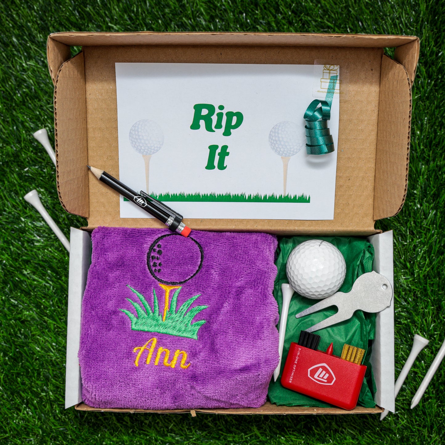 Personalised Tri Fold Golf Towel with Name Golfing Gift Box  - Always Looking Good -   