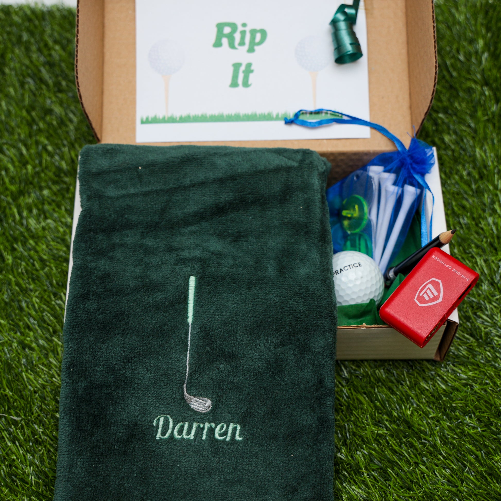 Personalised Tri Fold Golf Towel with Name Golfing Gift Box  - Always Looking Good -   