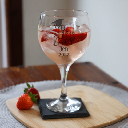 Personalised Gin Glass Engraved Graduation Gift