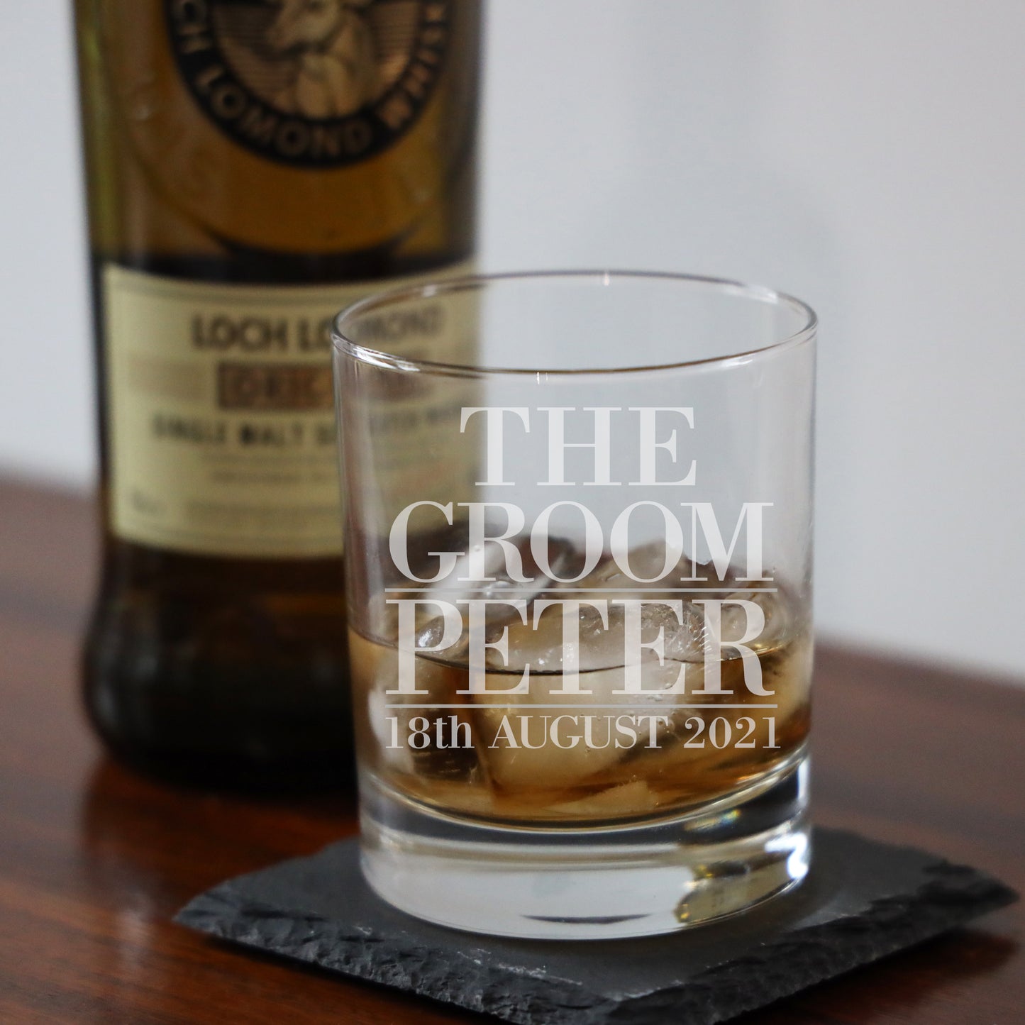 Personalised The Groom Whisky Glass and/or Coaster Set  - Always Looking Good -   