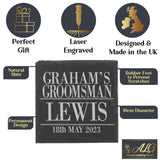 Personalised Groomsman Whisky Glass and/or Coaster Set  - Always Looking Good - Square Coaster On Its Own  