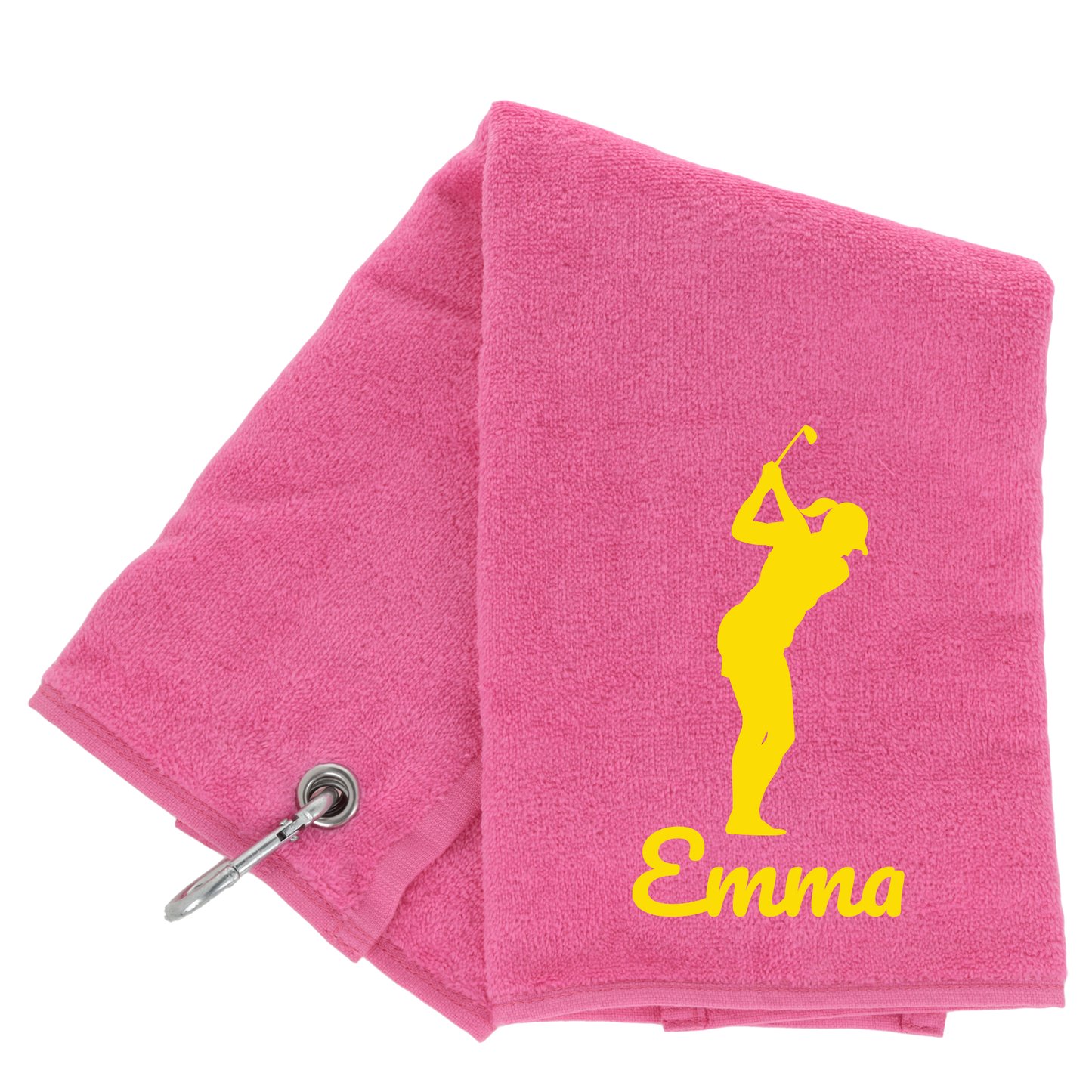 Personalised GOLF Towel - Embroidered Trifold Towel with Carabiner Clip