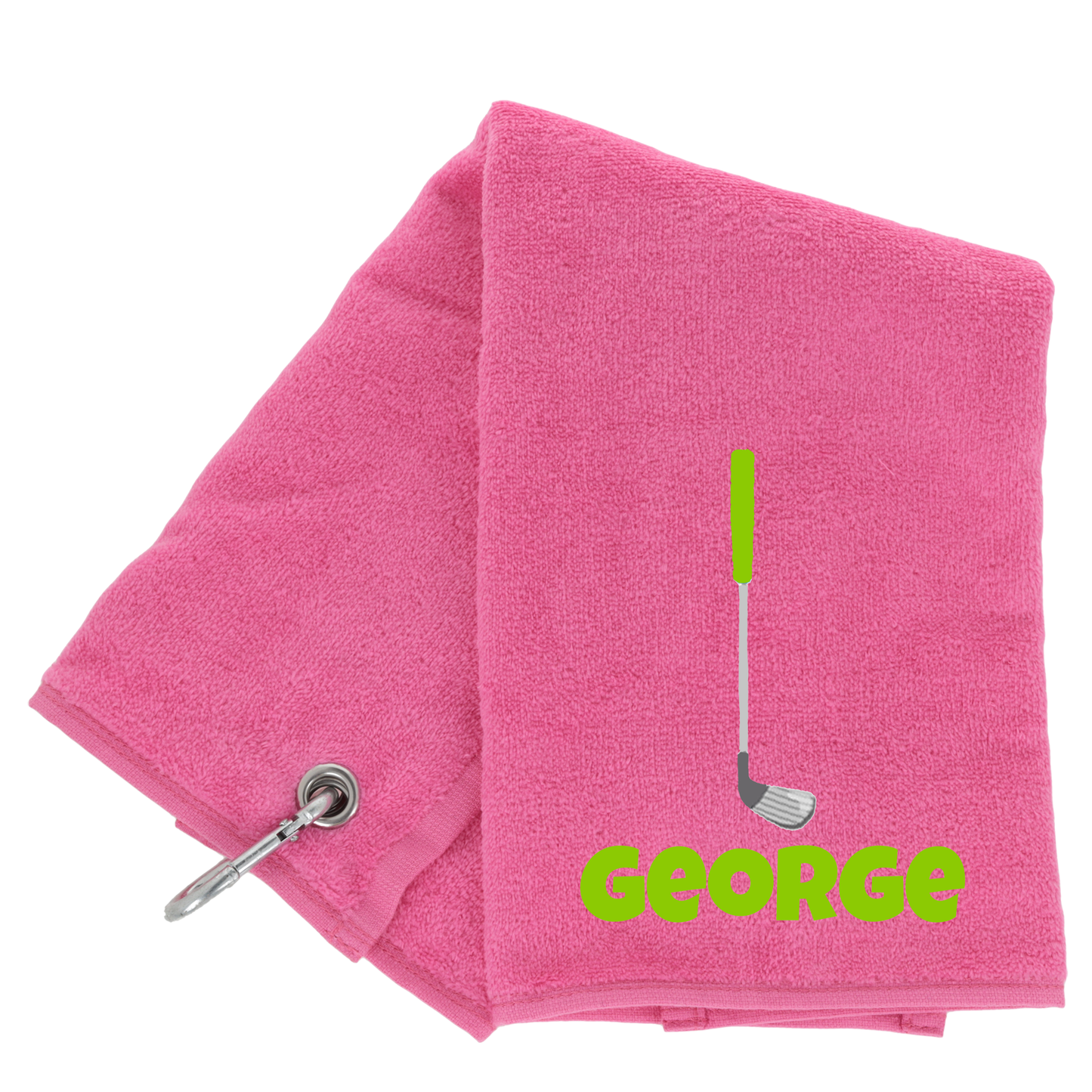 Personalised GOLF Towel - Embroidered Trifold Towel with Carabiner Clip