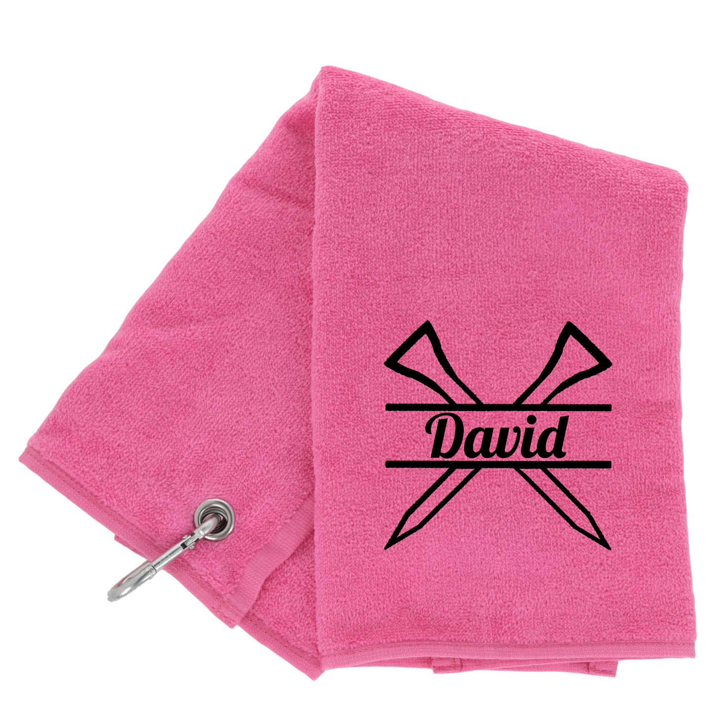 Personalised GOLF Towel - Embroidered Trifold Towel with Carabiner Clip