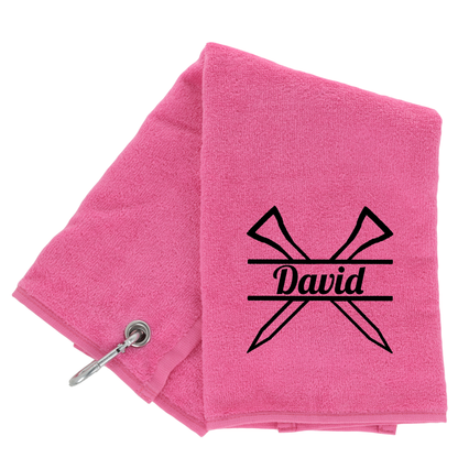 Personalised GOLF Towel - Embroidered Trifold Towel with Carabiner Clip