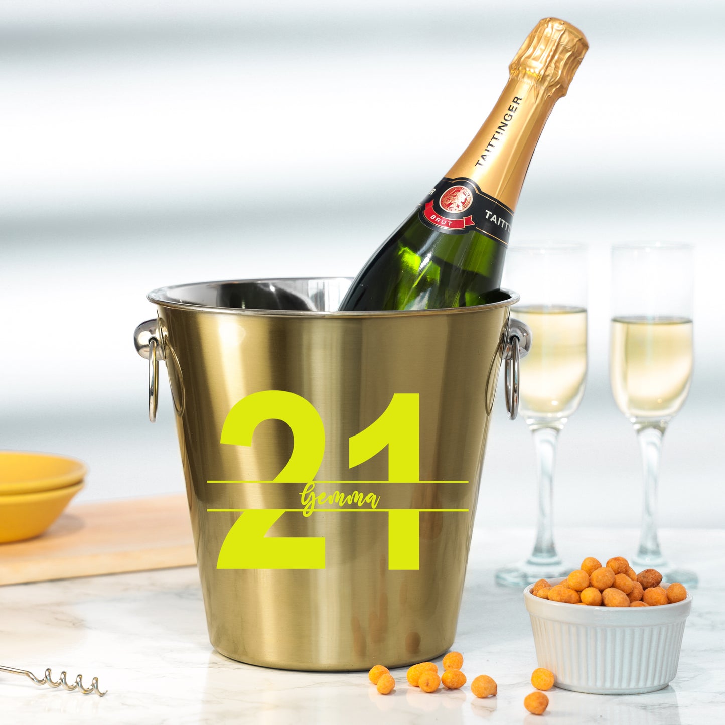 Personalised Gold Ice Bucket 21st Birthday & Glass Gift with Name  - Always Looking Good -   