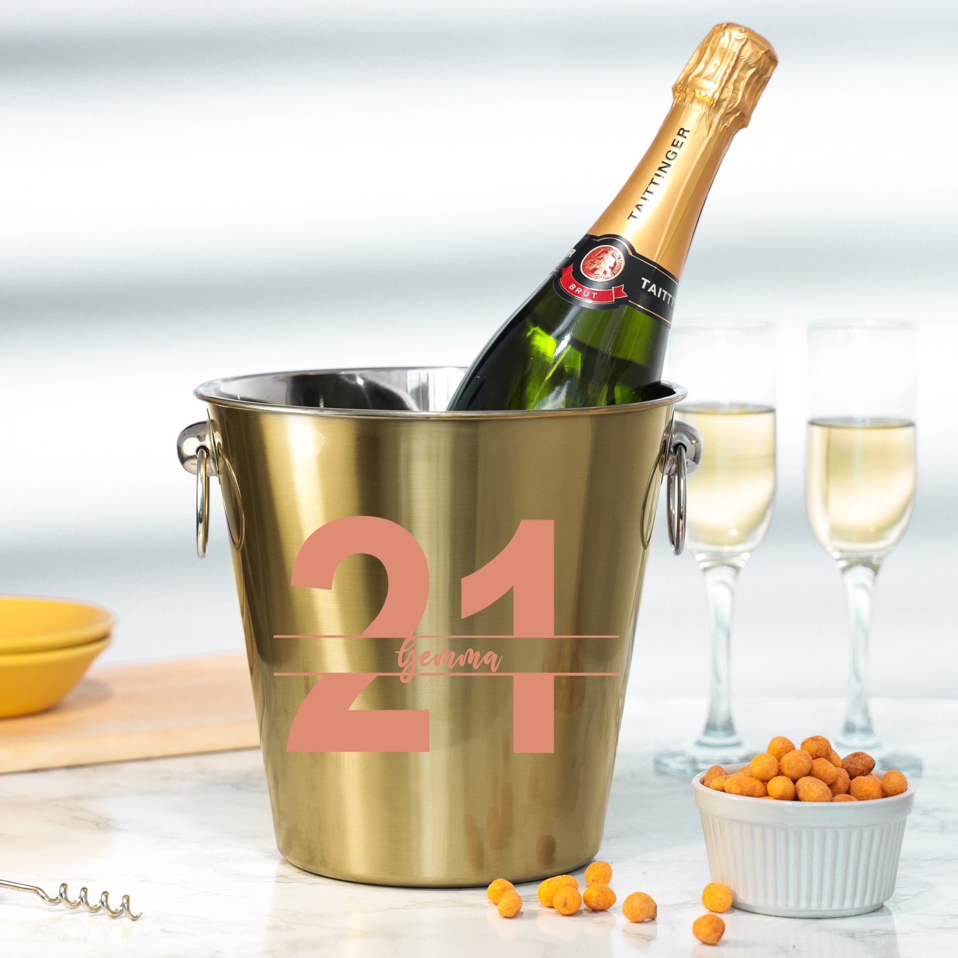 Personalised Gold Ice Bucket 21st Birthday & Glass Gift with Name  - Always Looking Good -   