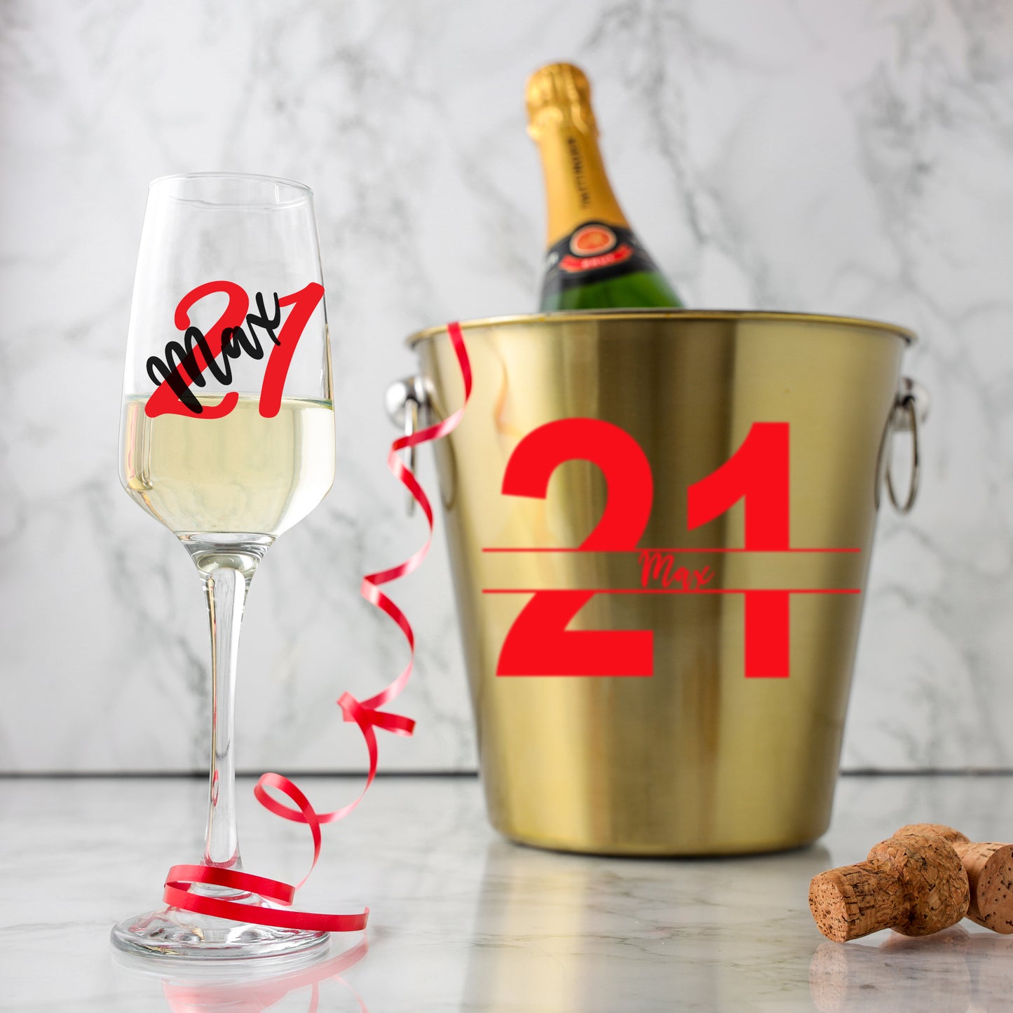 Personalised Gold Ice Bucket 21st Birthday & Glass Gift with Name  - Always Looking Good -   