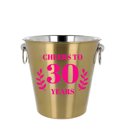 Personalised Gold Ice Bucket & Glass 30th Birthday Gift with Name  - Always Looking Good -   