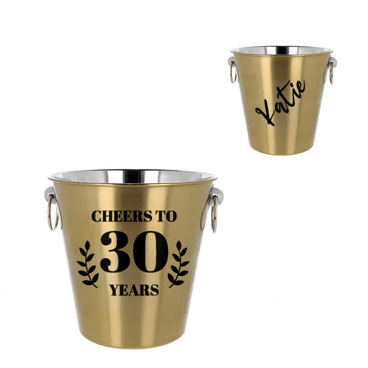 Personalised Gold Ice Bucket & Glass 30th Birthday Gift with Name  - Always Looking Good - Ice Bucket Only  