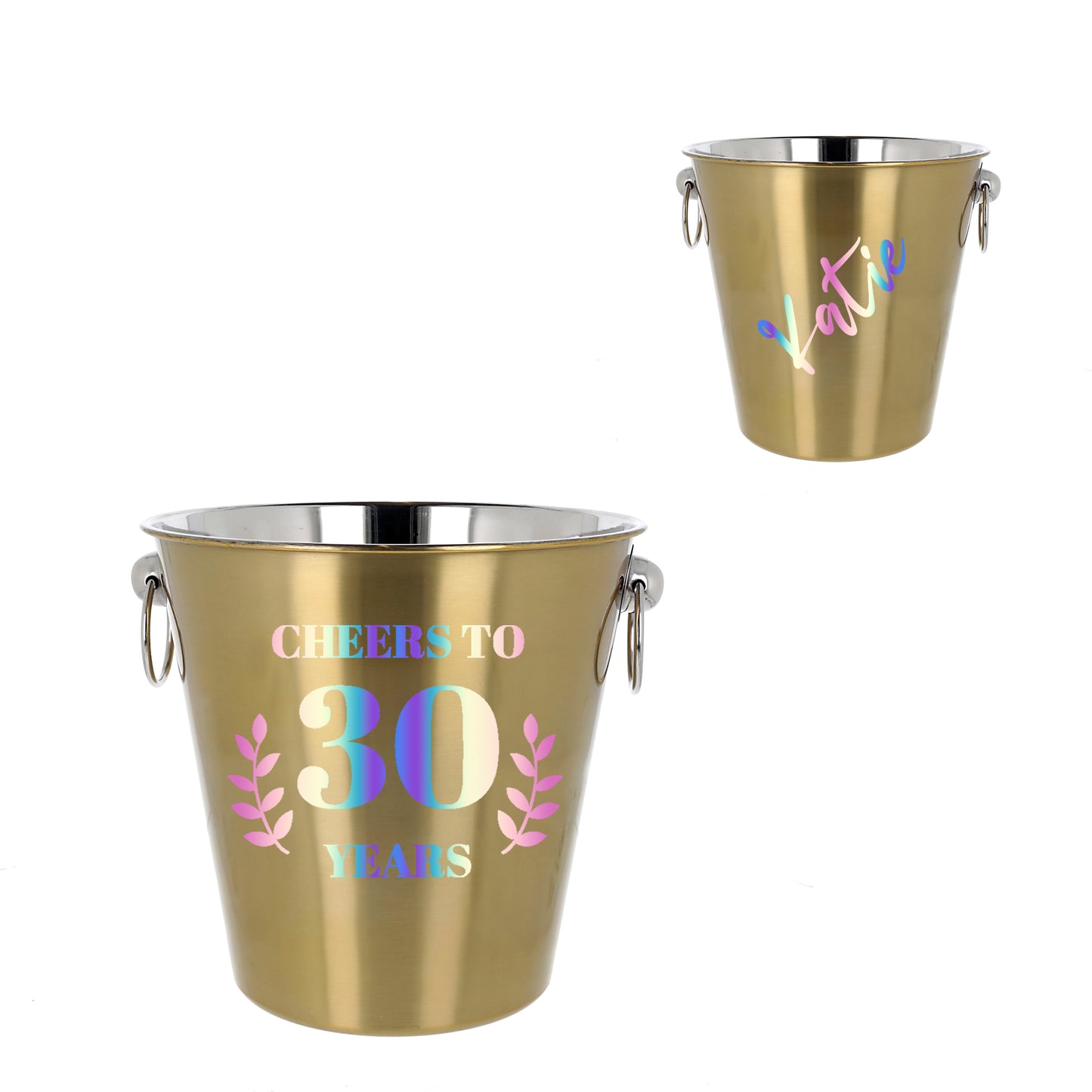 Personalised Gold Ice Bucket & Glass 30th Birthday Gift with Name  - Always Looking Good -   