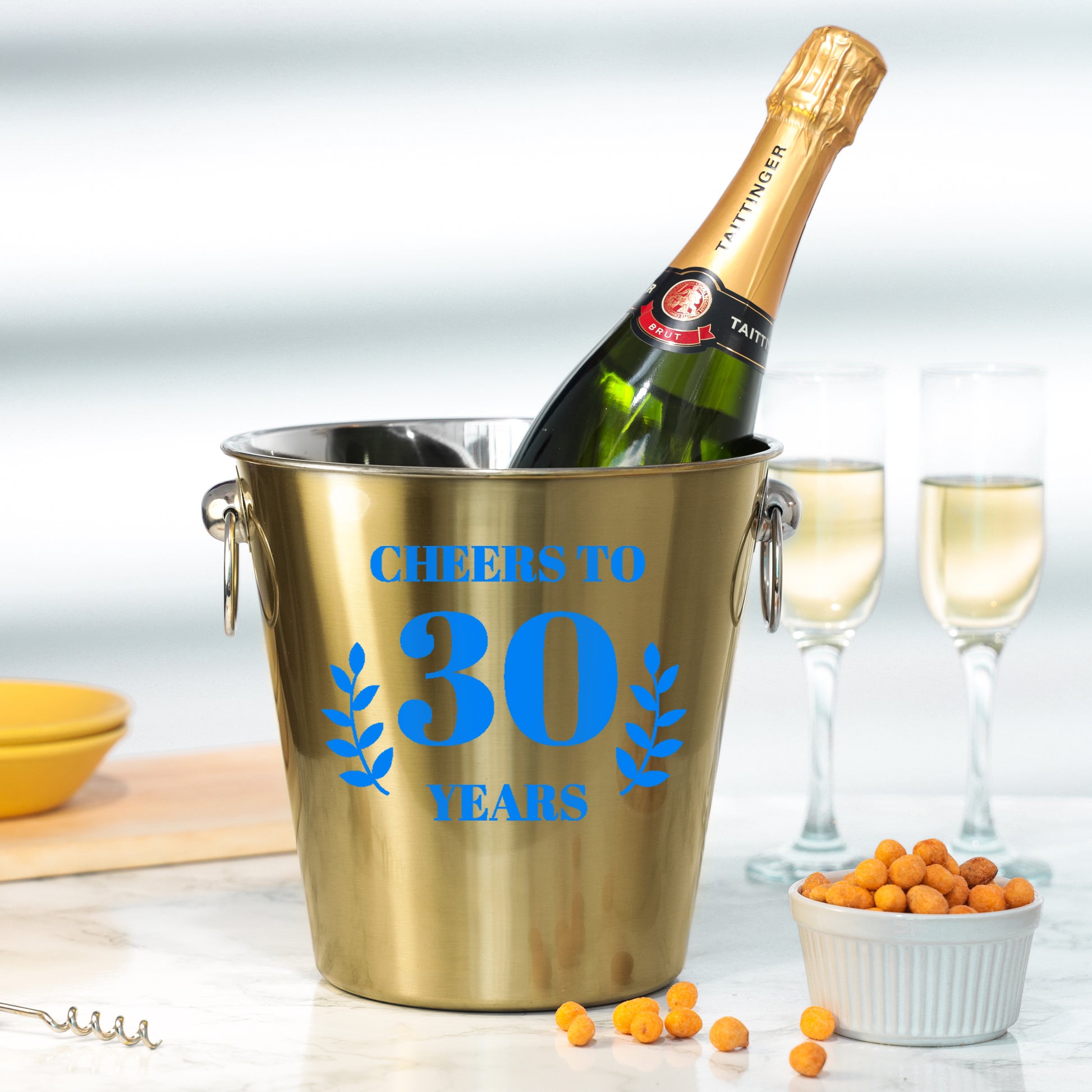 Personalised Gold Ice Bucket & Glass 30th Birthday Gift with Name  - Always Looking Good -   