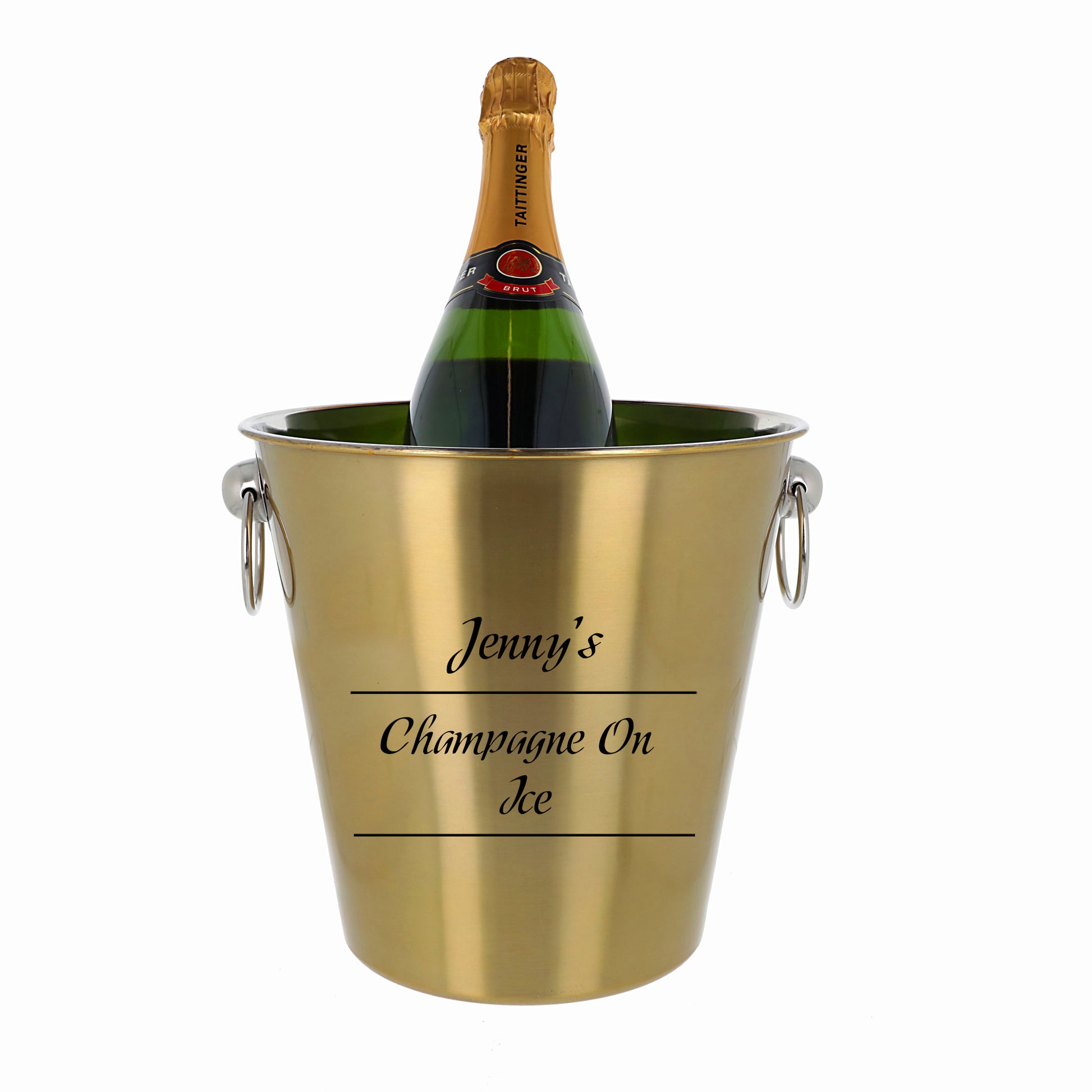 Personalised Drinks on Ice Gold Bucket With matching Champagne or Beer Glasses  - Always Looking Good - Ice Bucket Only  