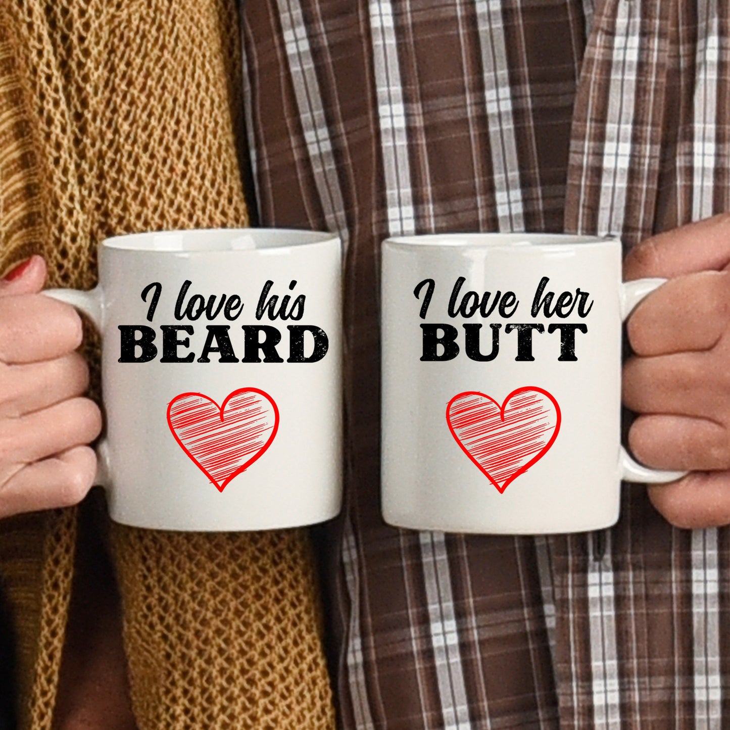 I Love His Beard / Her Butt Mug and/or Coaster Gift  - Always Looking Good -   