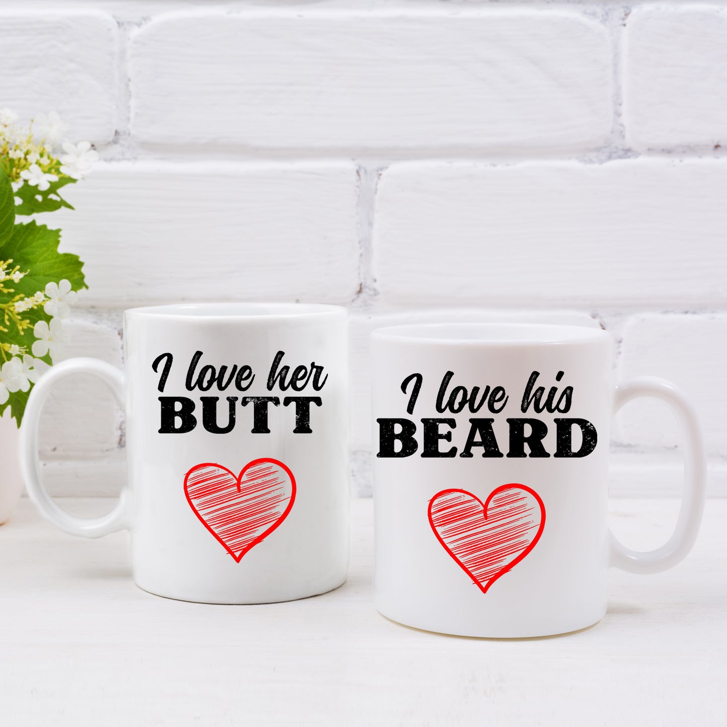 I Love His Beard / Her Butt Mug and/or Coaster Gift  - Always Looking Good -   